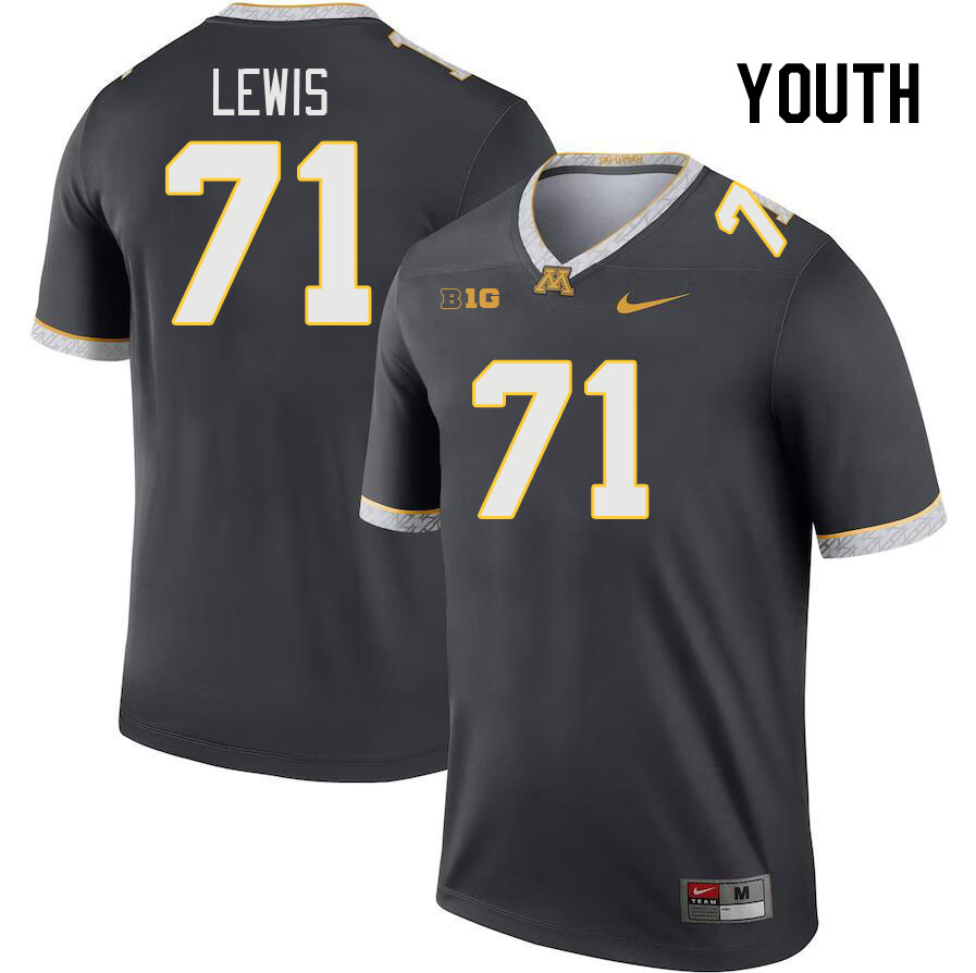 Youth #71 Martes Lewis Minnesota Golden Gophers College Football Jerseys Stitched-Charcoal - Click Image to Close